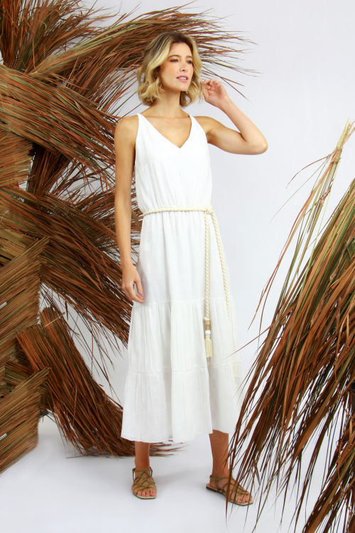 Vestido Pois Jacquard Cordão V21